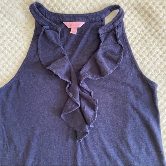 Lilly Pulitzer Shay Ruffle Tank Dress Navy Cotton Size Small - Picture 10 of 12